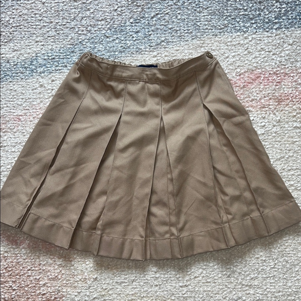 Lands' End Girls Pleated Khaki Skirt